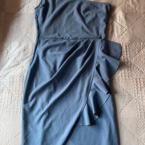 Elegant One Shoulder Blue Dress